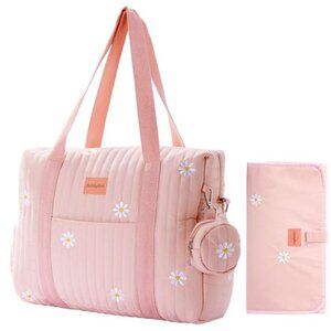 Large Diaper Bag Tote Maternity Bag Travel Baby Bag Multifunction Nappy Bag Pink